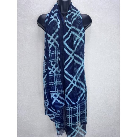 Vera Bradley Plaid Blue Teal Sheer Scarf Wrap NWOT - Picture 2 of 11